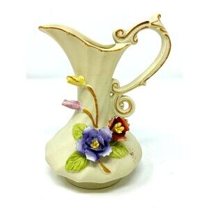 Vintage Nuova Capodimonte Italian Porcelain Small Pitcher / Bud Vase 1950s-1970s